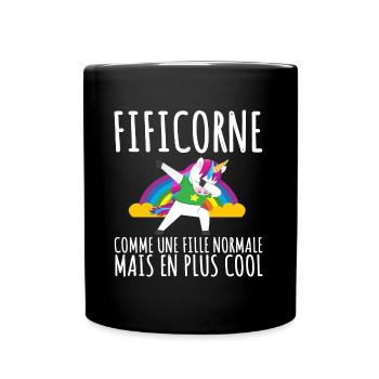 Fificorne humour fille cadeau licorne - Mug uni - noir - Devant