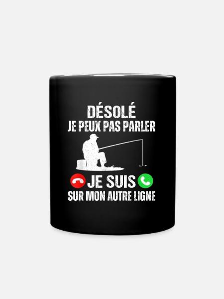 Désolé je suis sur mon autre ligne humour pêcheur - Mug uni - noir