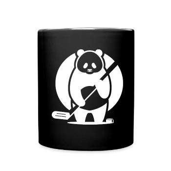 Panda Eishockey Spieler Silhouette - Tasse einfarbig - Schwarz - Vorne