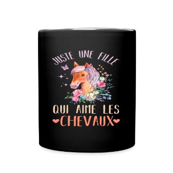 Juste une fille qui adore les chevaux cadeau - Mug uni - noir - Devant