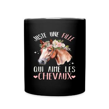 Juste une fille qui adore les chevaux cadeau - Mug uni - noir - Devant