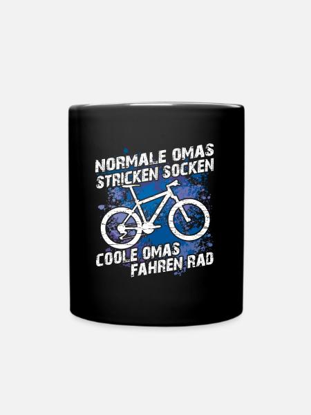 Coole Oma fährt Fahrrad lustiger Omaspruch - Tasse einfarbig - Schwarz