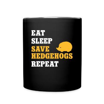 Igel Liebe Tierfreund Weißbauchigel Igelretter - Tasse einfarbig - Schwarz - Vorne