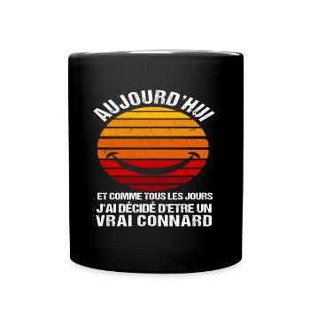 J' ai décidé d' être un vrai connard humour rétro - Mug uni - noir - Devant