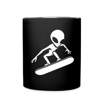 Design minimaliste : Alien Snowboarder - Mug uni - noir - Devant