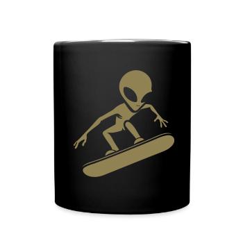 Design minimaliste : Alien Snowboarder Silhoue - Mug uni - noir - Devant