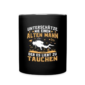 Alten Mann der es liebt zu tauchen - Tasse einfarbig - Schwarz - Vorne