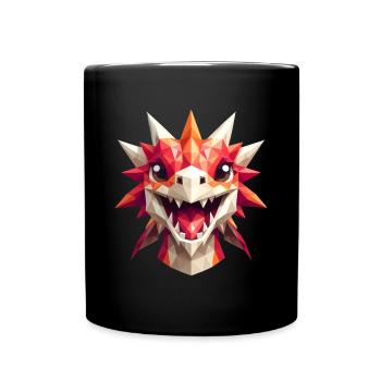 Un dragon qui rit dans le style polygonal - Mug uni - noir - Devant