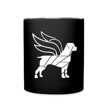 Rottweiler Angel with Wings Silhouette - Full Colour Mug - black - Front