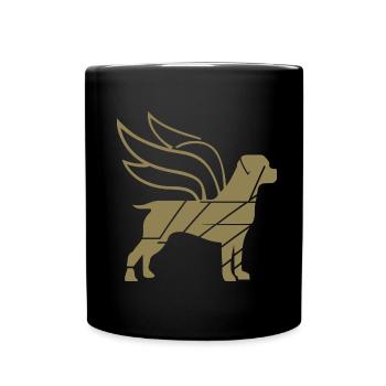 Rottweiler Angel with Wings Silhouette - Full Colour Mug - black - Front