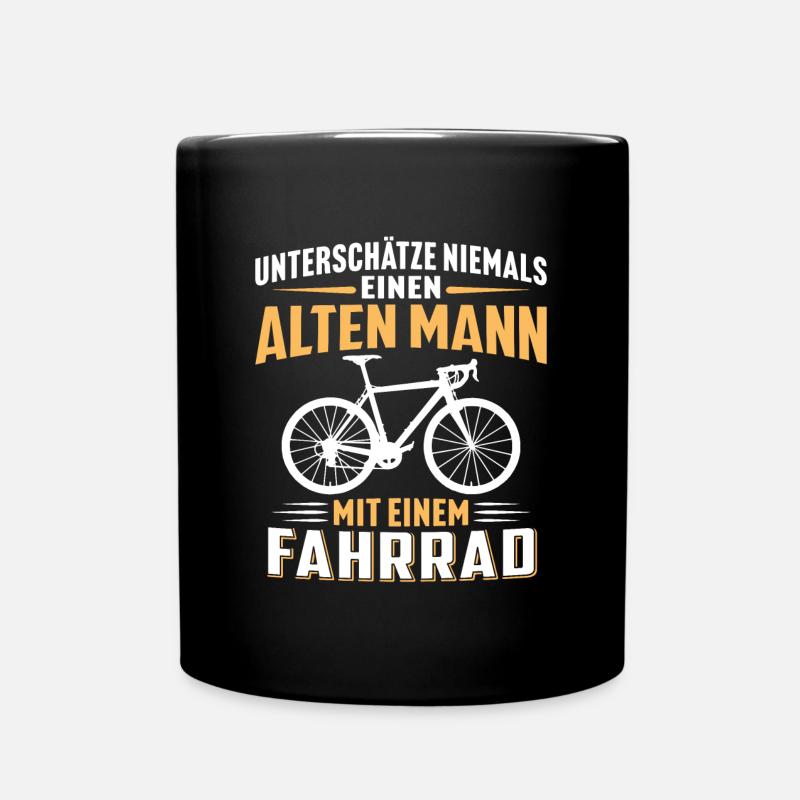 alten mann mit einem fahrrad - Tasse einfarbig - Schwarz