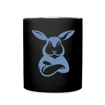 Bunny with crossed arms silhouette - Full Colour Mug - black - Front