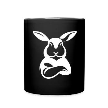 Bunny with crossed arms silhouette - Full Colour Mug - black - Front
