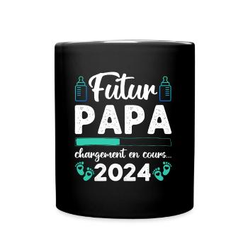 Futur papa 2024 annonce naissance cadeau pour père - Mug uni - noir - Devant
