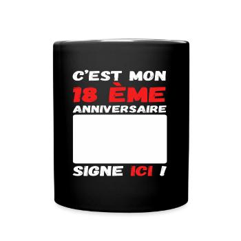 C' est mon 18 ème anniversaire livre d' or cadeau - Mug uni - noir - Devant