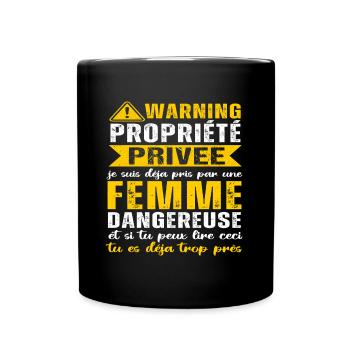 Warning propriété privée humour couple St Valentin - Mug uni - noir - Devant