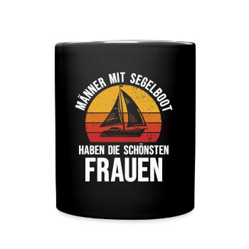 Segeln Männer mit Segelboot Segler Segelsport - Tasse einfarbig - Schwarz - Vorne