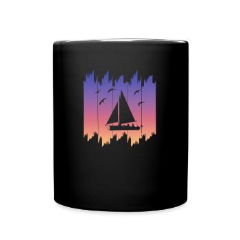 Seglen Segler Segelschiff - Tasse einfarbig - Schwarz - Vorne