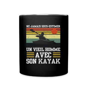 Ne jamais sous-estimer un vieil homme avec kayak - Mug uni - noir - Devant