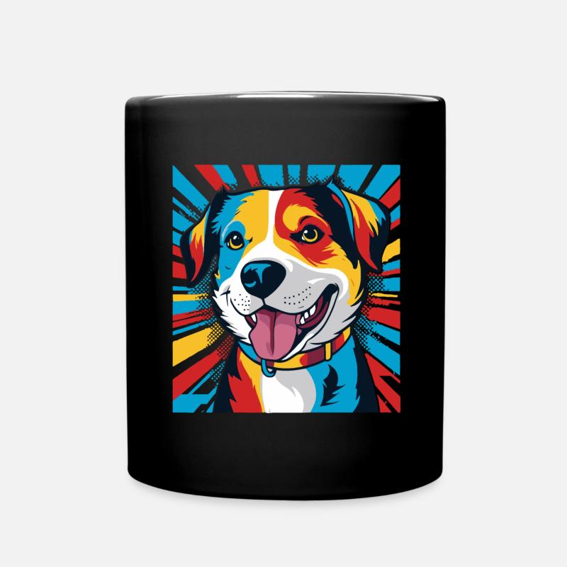 Pop art hund - Ensfarget kopp - svart