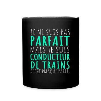 Conducteur de train humour train cadeau cheminot - Mug uni - noir - Devant