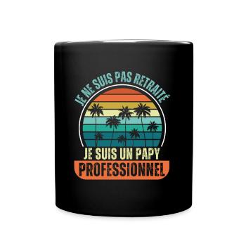 Papy retraité humour retraite cadeau vintage - Mug uni - noir - Devant