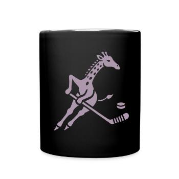Giraffe Eishockeyspieler Silhouette Minimalistisch - Tasse einfarbig - Schwarz - Vorne