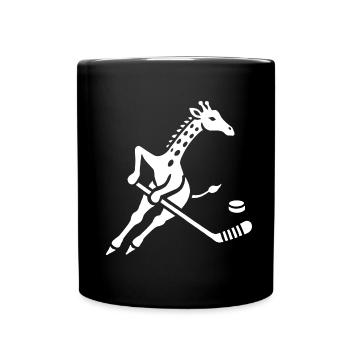 Giraffe Eishockeyspieler Silhouette Minimalistisch - Tasse einfarbig - Schwarz - Vorne