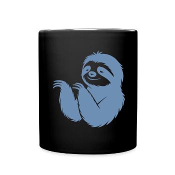 Cool paresseux silhouette portrait visage tête - Mug uni - noir - Devant