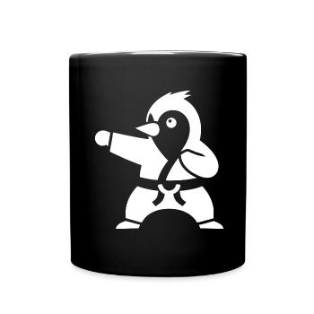 Pinguin Karate Kampfsport Kampfkunst Silhouette - Tasse einfarbig - Schwarz - Vorne