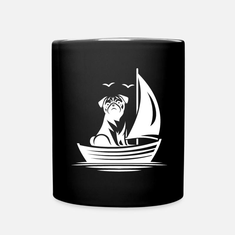 Mops Silhouette Segelboot minimalistisch - Tasse einfarbig - Schwarz
