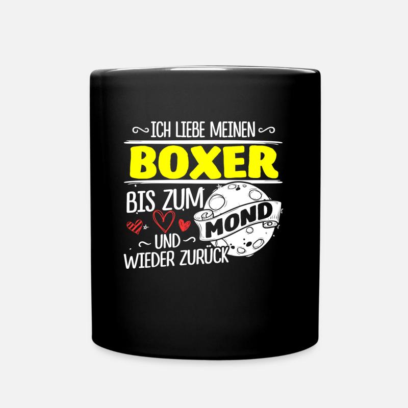 Boxer Hund Hunde Geschenk Mond - Tasse einfarbig - Schwarz