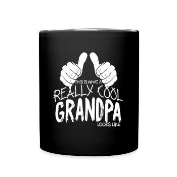 Ich bin ein echt cooler Opa Familie Daumen hoch - Tasse einfarbig - Schwarz - Vorne