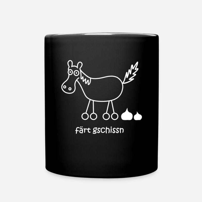 färt, färt gschissn, lustiges Pferdedesign - Tasse einfarbig - Schwarz
