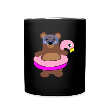 Taucher Bär Flamingo - Tasse einfarbig - Schwarz - Vorne