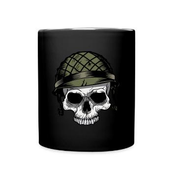 Soldier - Skull - Military - Soldier's Helmet - Full Colour Mug - black - Front