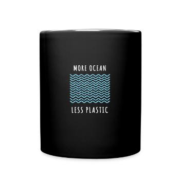 Plus de T-shirt bio moins plastique organique Femme Homme - Mug uni - noir - Devant