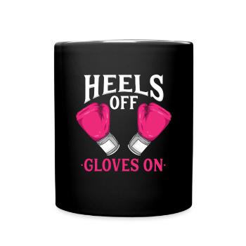 Heels Off Gloves on | Femmes filles boxe - Mug uni - noir - Devant