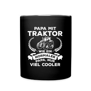 Papa Traktor Wie normaler Nur Cooler Landwirtschaf - Tasse einfarbig - Schwarz - Vorne