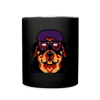 Pixel Rottweiler dog lover puppy - Full Colour Mug - black - Front