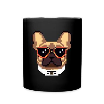 Pixel Art Frenchie Hundeliebhaber Frenchie - Tasse einfarbig - Schwarz - Vorne