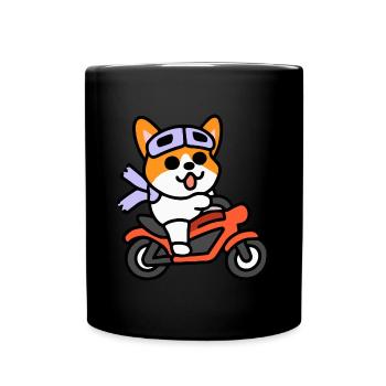 Motard Corgi Chien Gallois - Mug uni - noir - Devant