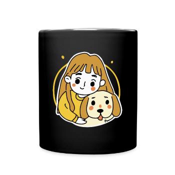 Fille avec un Labrador Dog Retriever - Mug uni - noir - Devant