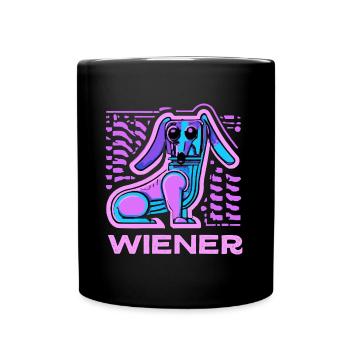 Synthwave Viennese Dog Puppy - Full Colour Mug - black - Front