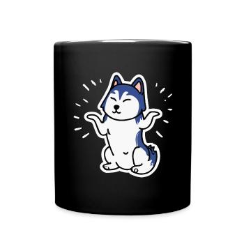 Yoga Husky Dog Malamute - Full Colour Mug - black - Front