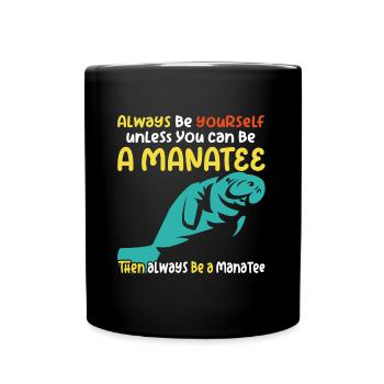 Ich liebe Manatees, Dugongs - Tasse einfarbig - Schwarz - Vorne