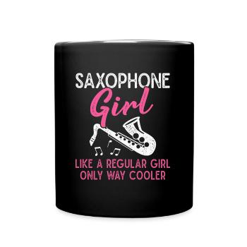 Saxophone Girl Saxophonist Orchestra Musician - Full Colour Mug - black - Front