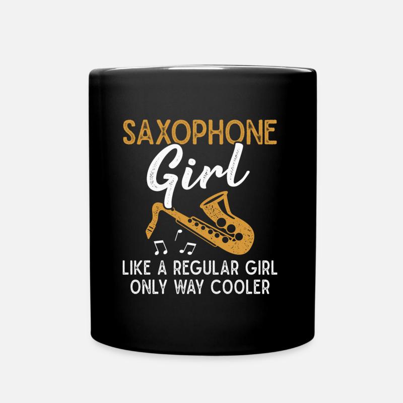 Saxophon Mädchen Saxophonist Orchester Musiker - Tasse einfarbig - Schwarz
