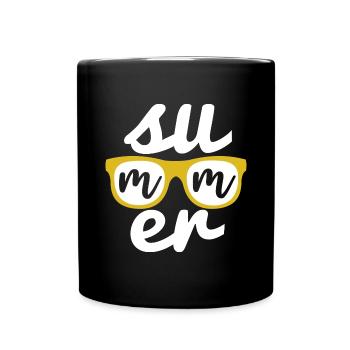 Summer Sommer coole Sonnenbrille - Tasse einfarbig - Schwarz - Vorne