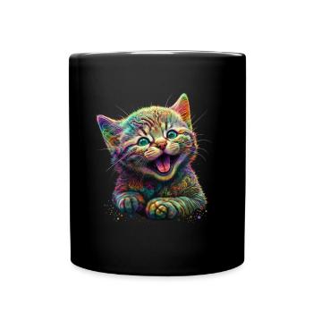 Cute Baby Cat, Kitten, Funny Animals, Pet - Full Colour Mug - black - Front